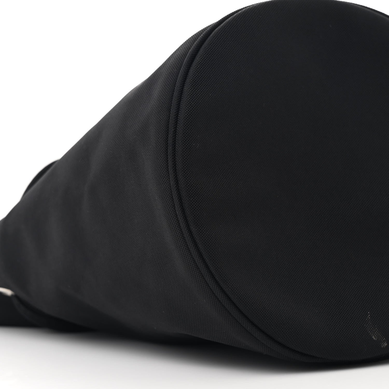 Recycled Sport Nylon Logo Embroidered Wheel Drawstring Bucket Bag Black White