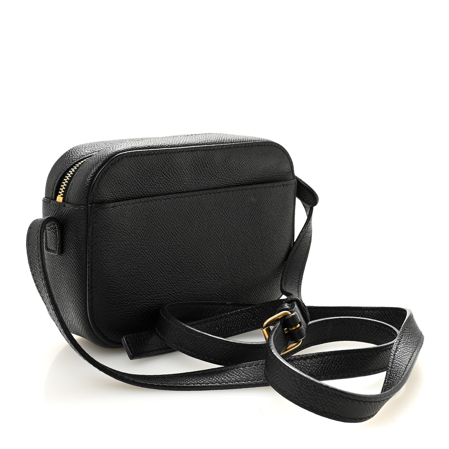 Signature Grained Calfskin Logo XS Ville Camera Bag Black White