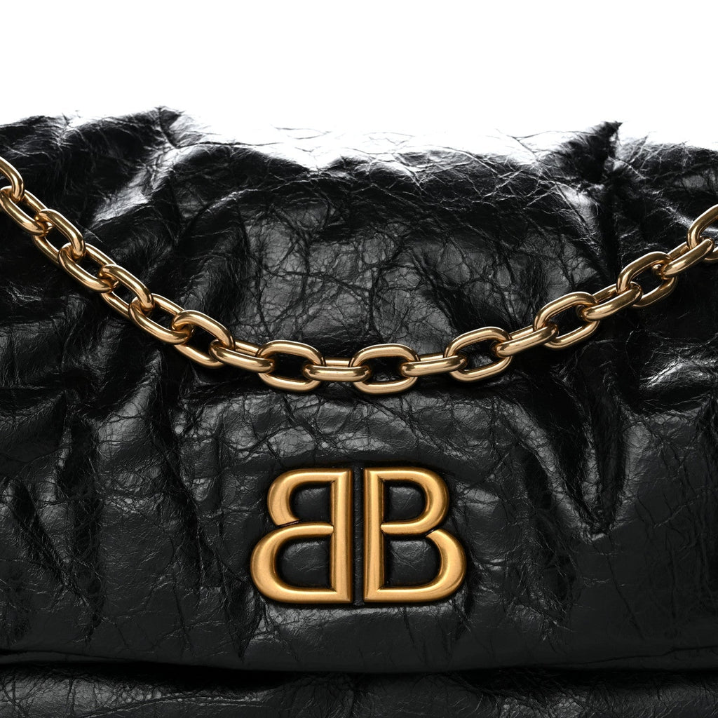 Arena Calfskin Medium Monaco Chain Shoulder Bag Black