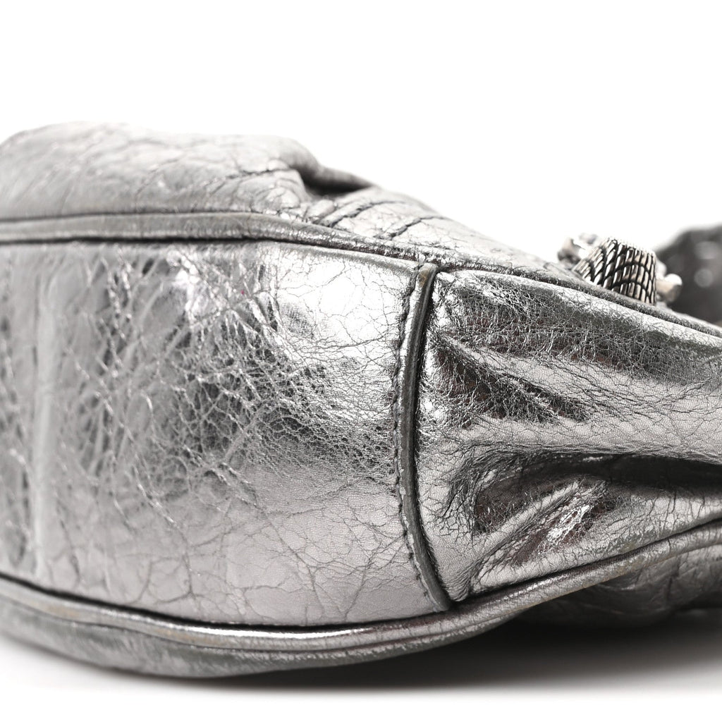 Metallic Agneau Arena Le Cagole Shoulder Bag XS Silver
