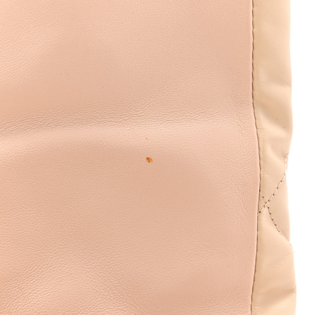 Nappa Calfskin Quilted Touch B Puffy Clutch Light Beige