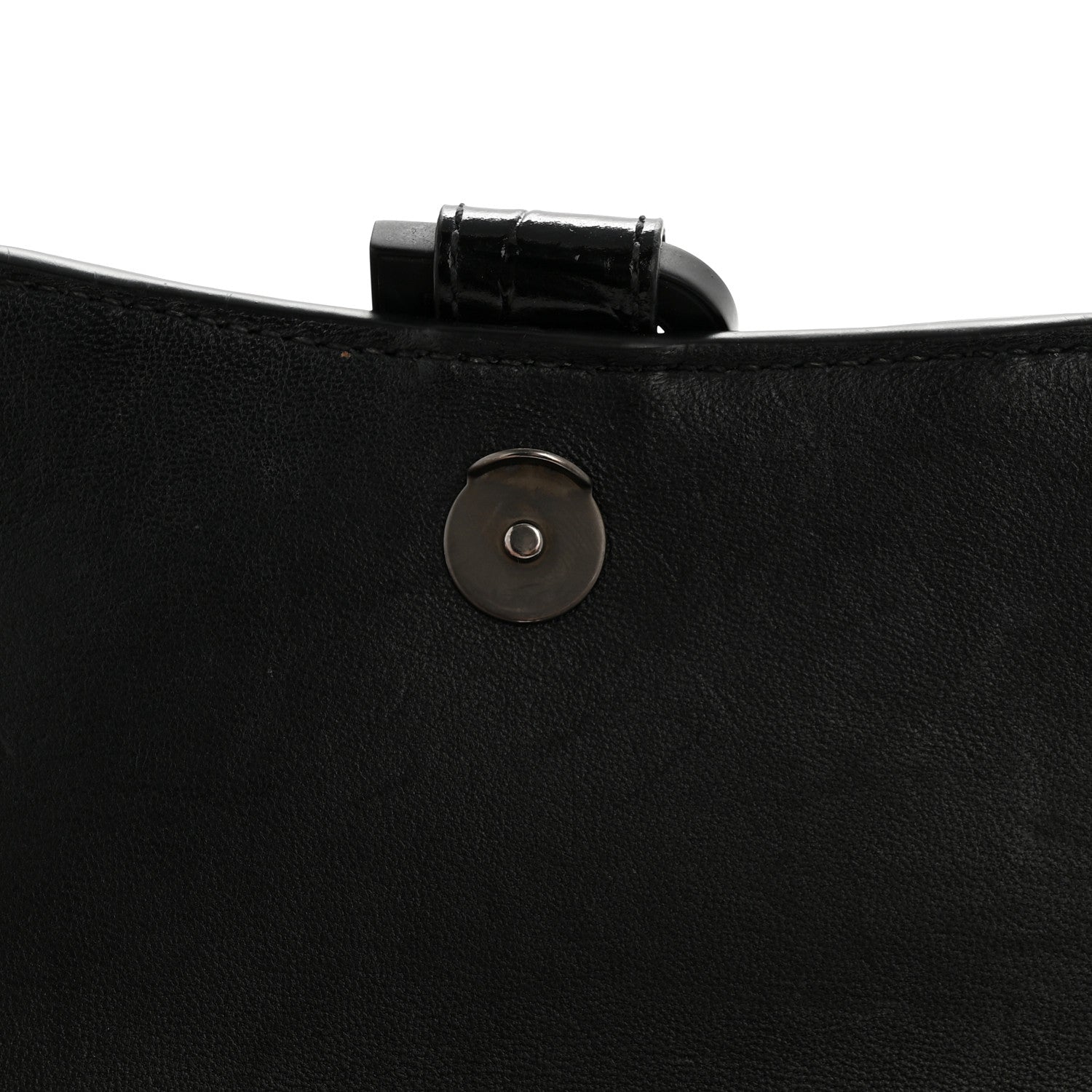 Shiny Calfskin Monochrome Crocodile Embossed Hourglass Chain Bag Black