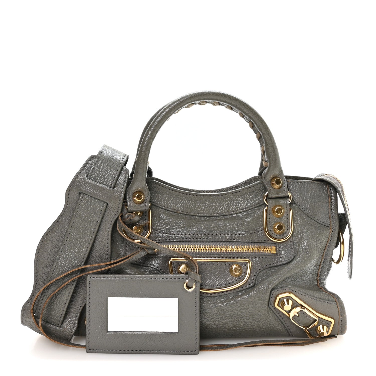 Chevre Gold Metallic Edge Hardware Mini City Gris Acier