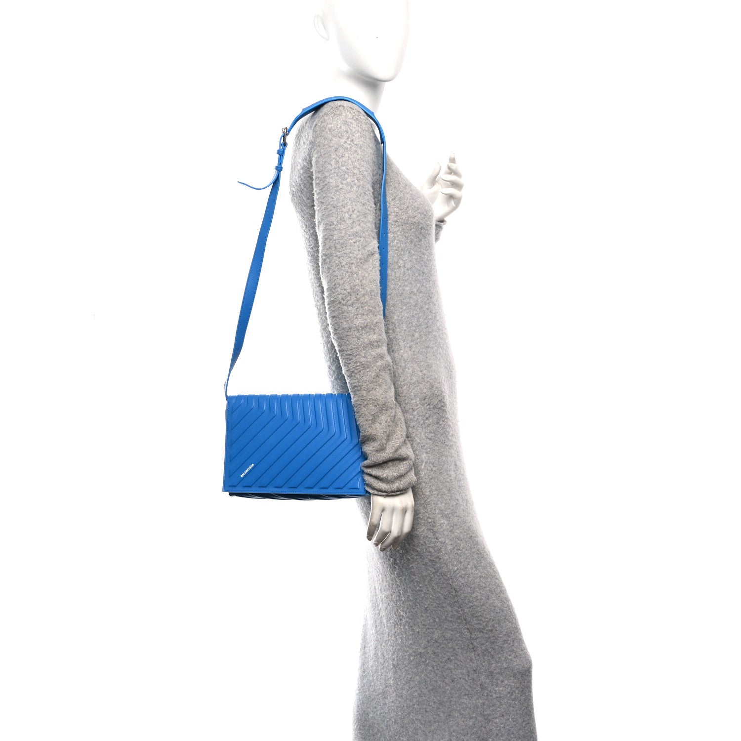 Grained Calfskin Embossed Car Flap Bag Petroleum Blue