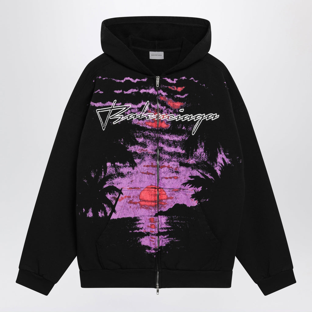 Balenciaga Zip-Up Hoodie Dream Surfer In Cotton Fleece Black Women