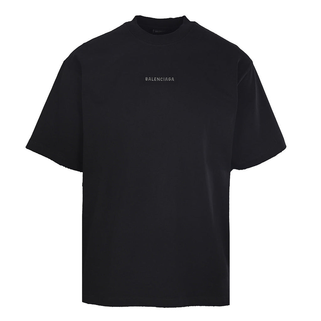 Balenciaga Short-Sleeve T-Shirt with Front and Back Rhinestone Embellishments