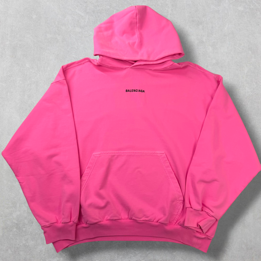 Balenciaga Back Print Bright Pink Medium Fit Hoodie M (L) Women