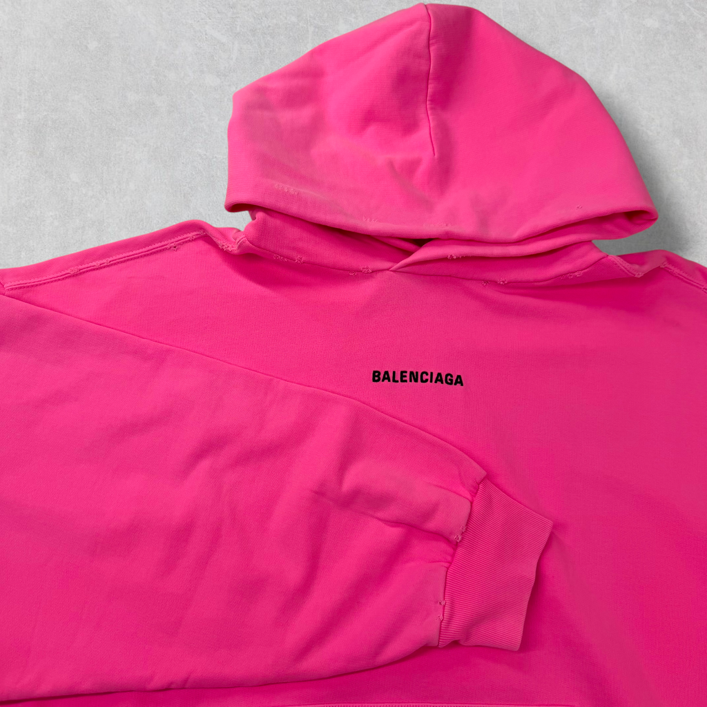 Balenciaga Back Print Bright Pink Medium Fit Hoodie M (L) Women