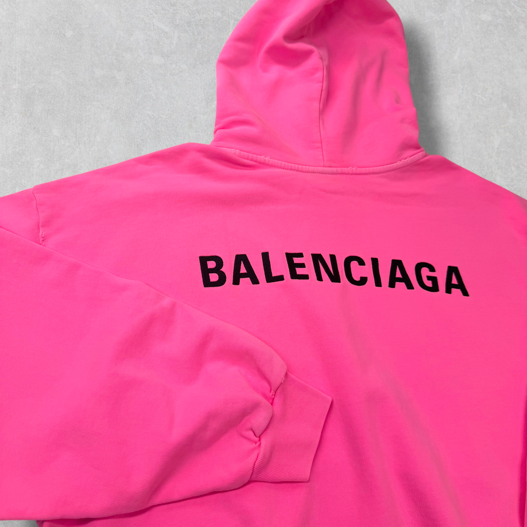 Balenciaga Back Print Bright Pink Medium Fit Hoodie M (L) Women