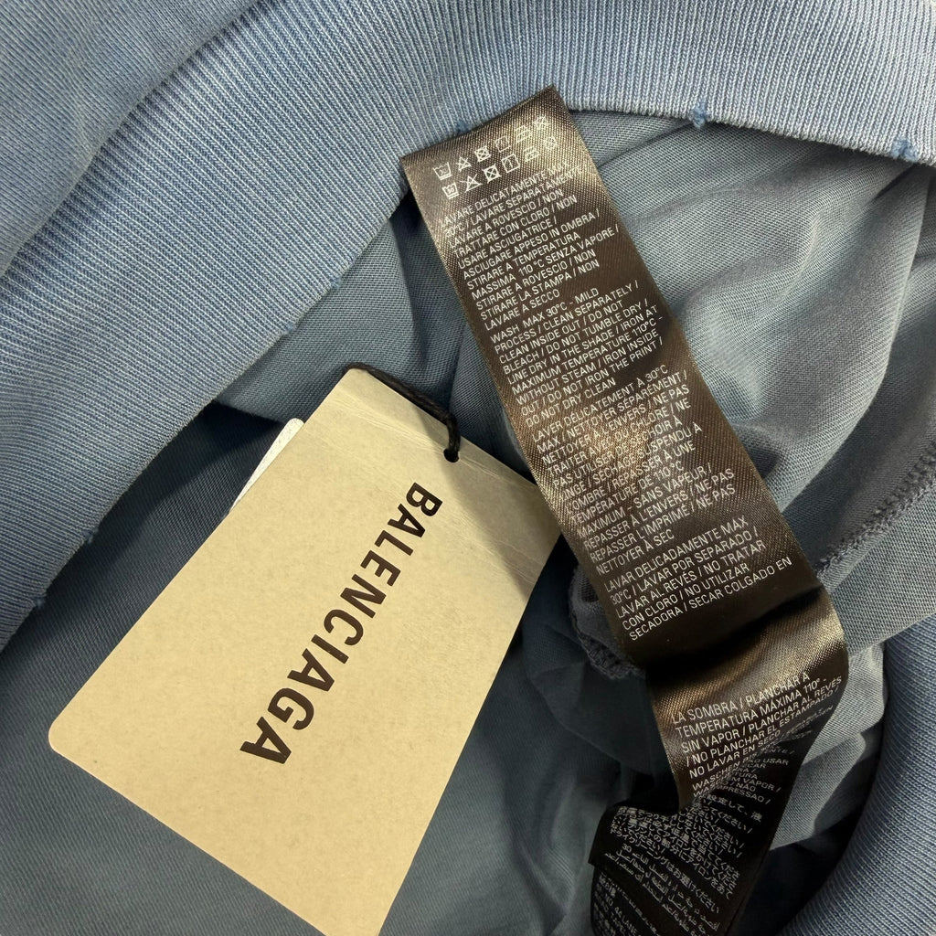 Balenciaga Washed Destruction Printed Logo Hoodie M Women