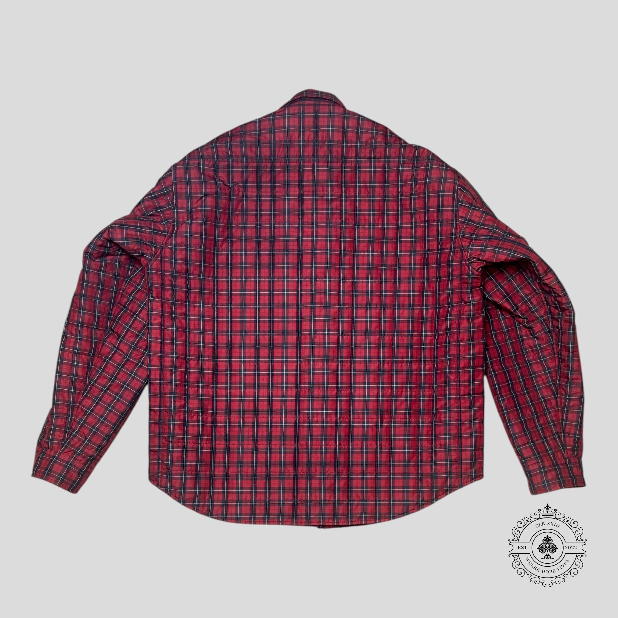 Balenciaga Oversized Padded Checkered Overshirt in Red  Men Shirt
