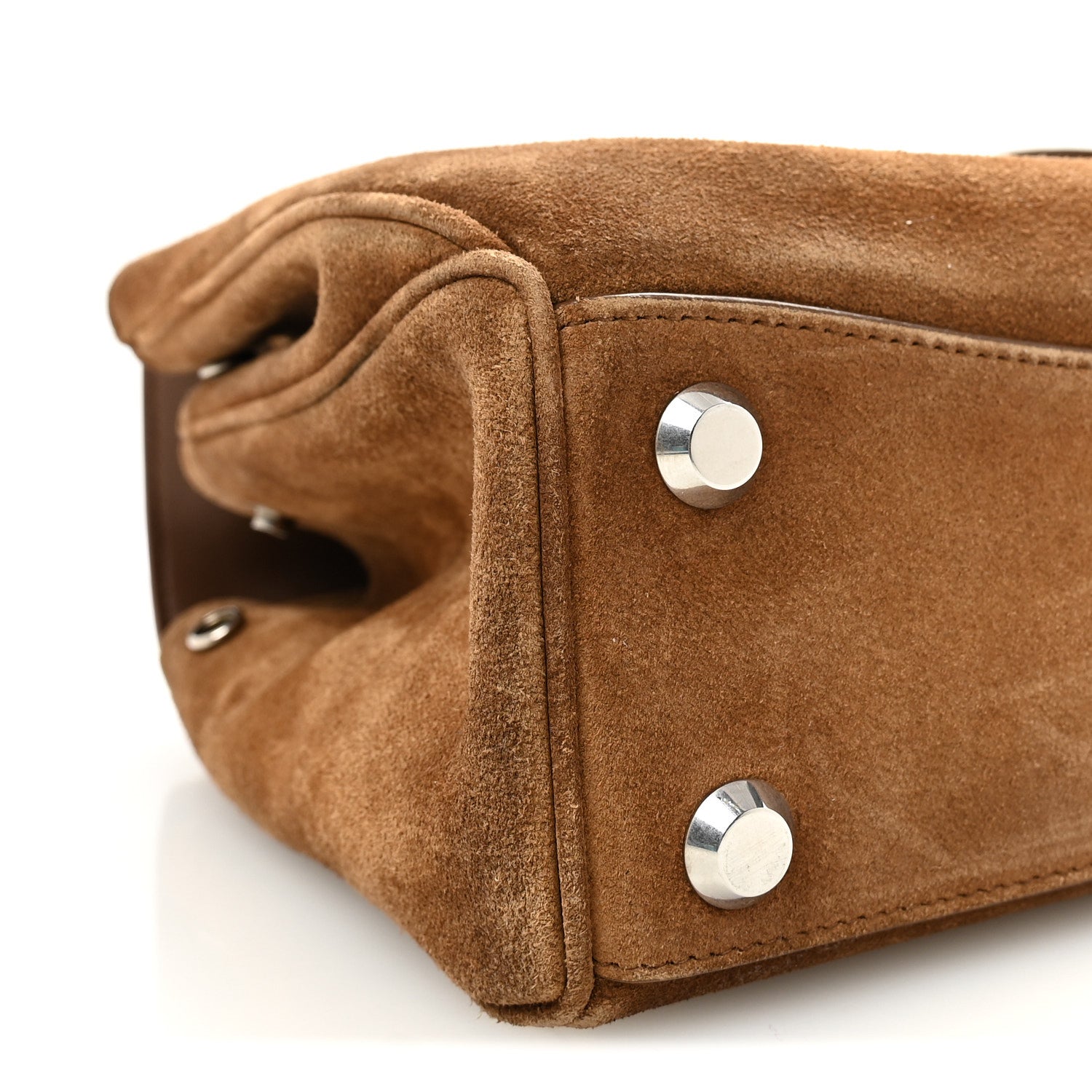 Waxed Suede Small Rodeo Top Handle Handbag Camel