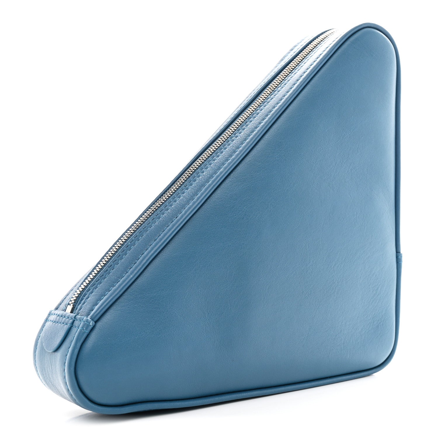 Calfskin M Triangle Pouch Bleu Persan