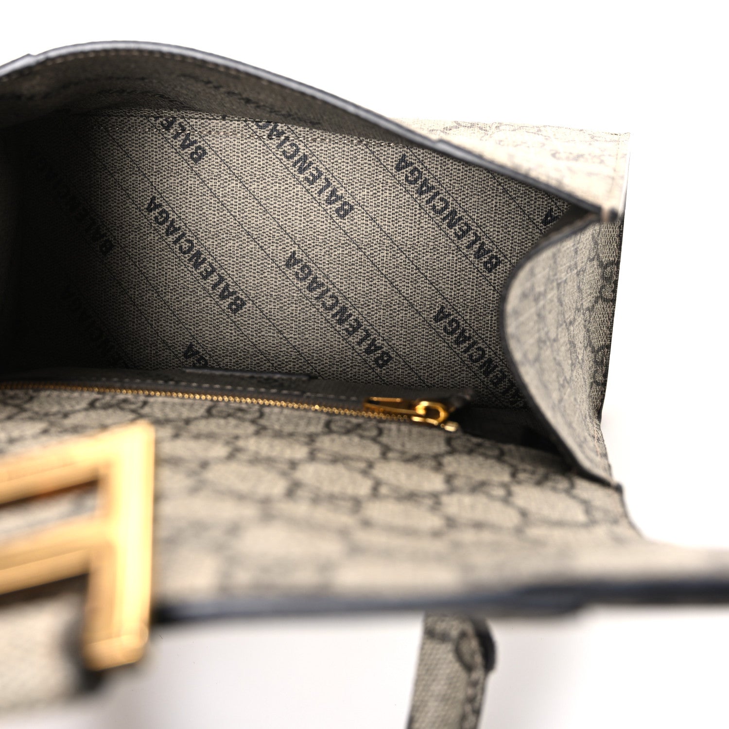 X GUCCI GG Supreme Monogram Small Hourglass Top Handle Bag Beige Ebony