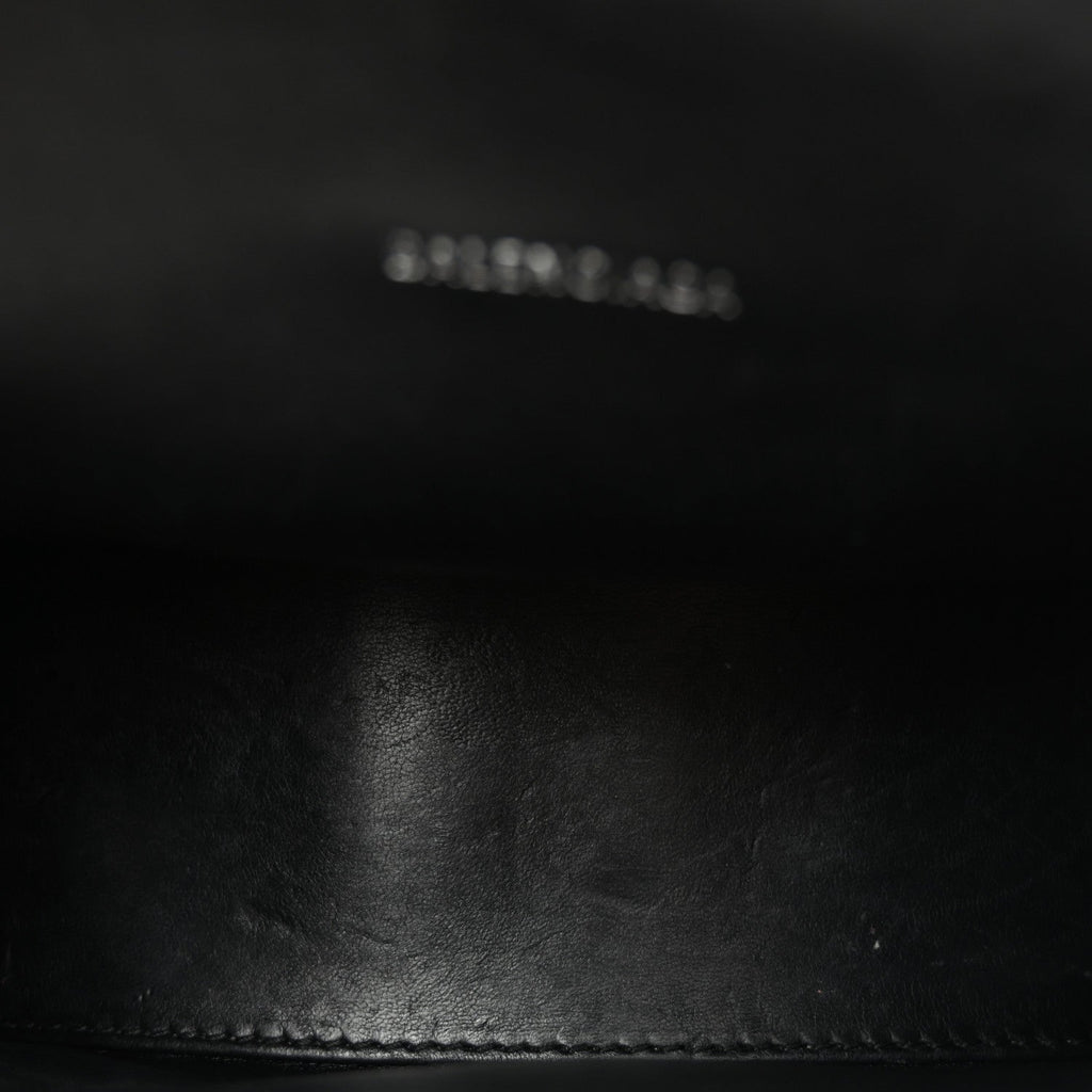 Shiny Calfskin Monochrome Crocodile Embossed Hourglass Top Handle Bag XS Black