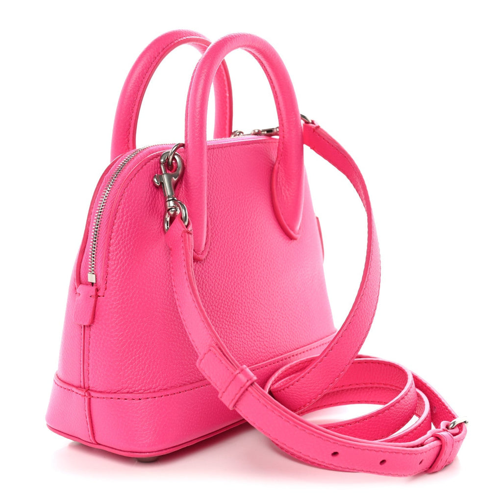 Signature Grained Calfskin Logo XXS Ville Top Handle Bag Fuchsia