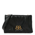 Arena Calfskin Puffy Monaco Chain Shoulder Bag  Black