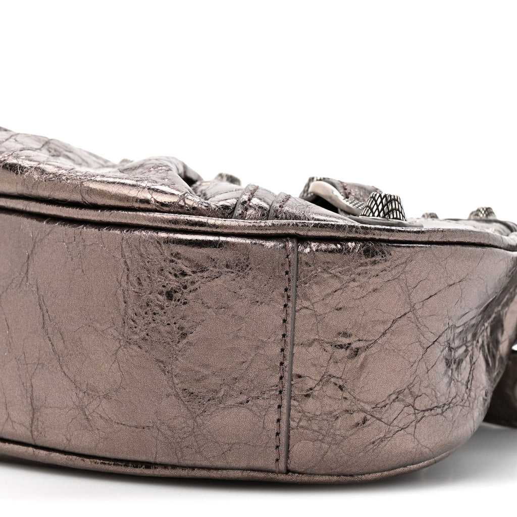 Metallic Agneau Arena Le Cagole Shoulder Bag XS Dark Bronze