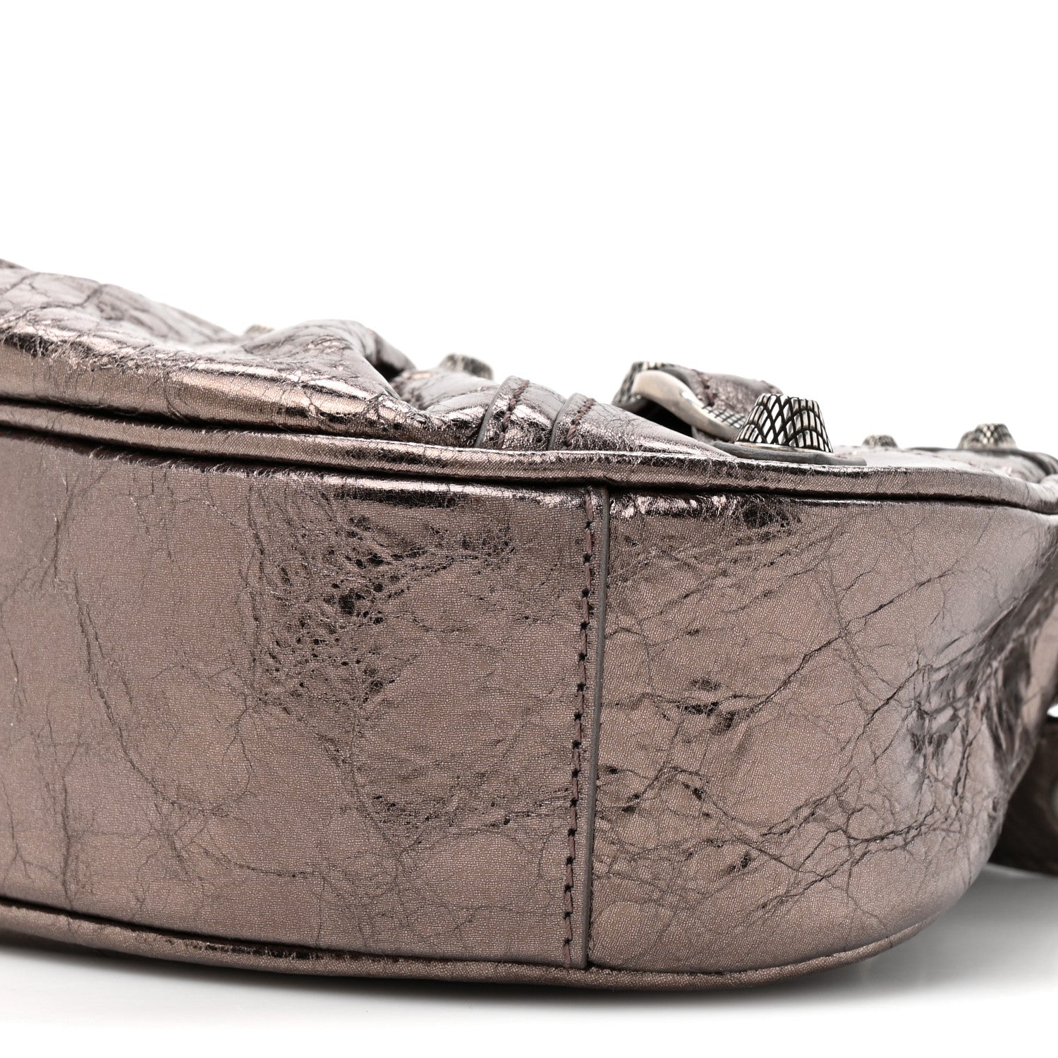 Metallic Agneau Arena Le Cagole Shoulder Bag XS Dark Bronze