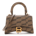 Coated Canvas BB Monogram Hourglass Top Handle Bag XS Beige Brown