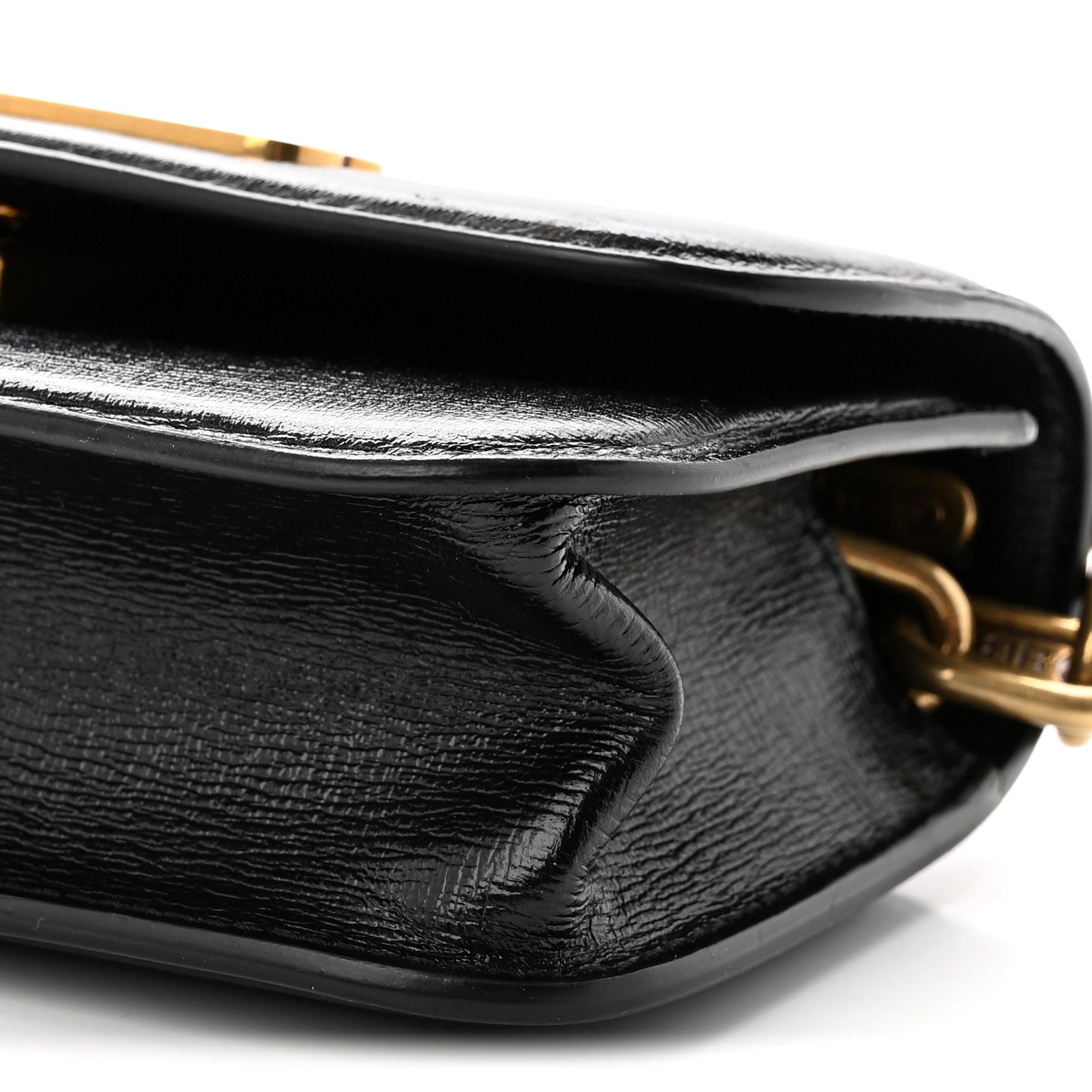 Calfskin Stripe Embossed Gossip Chain Bag XS Black
