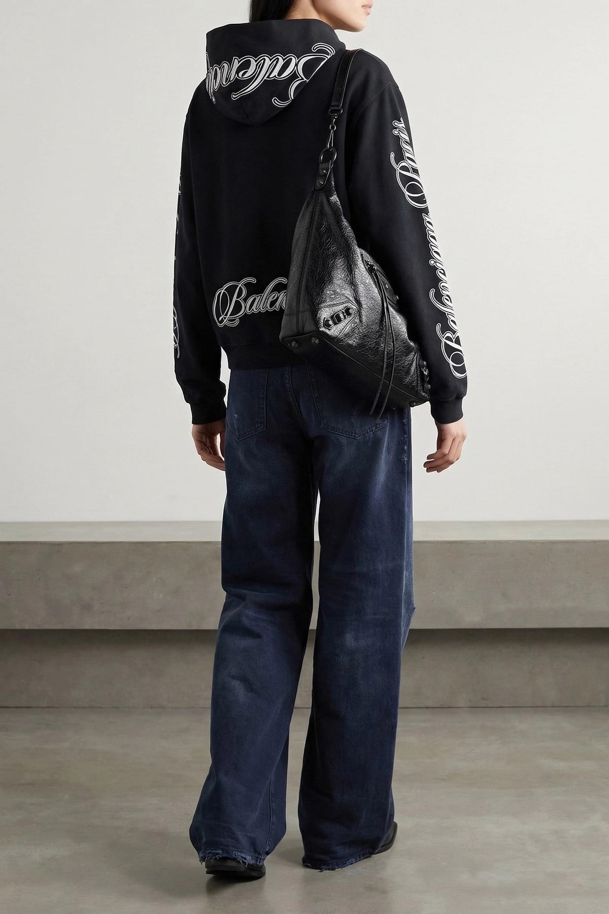 Balenciaga Cursive Embroidered Hoodie Women