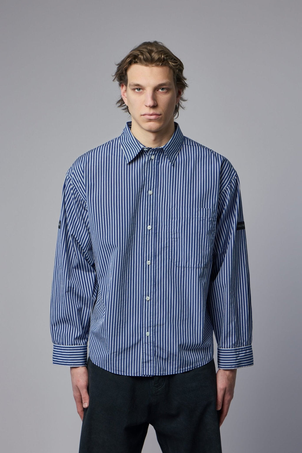 Oversized Shirt Navy White Stripes