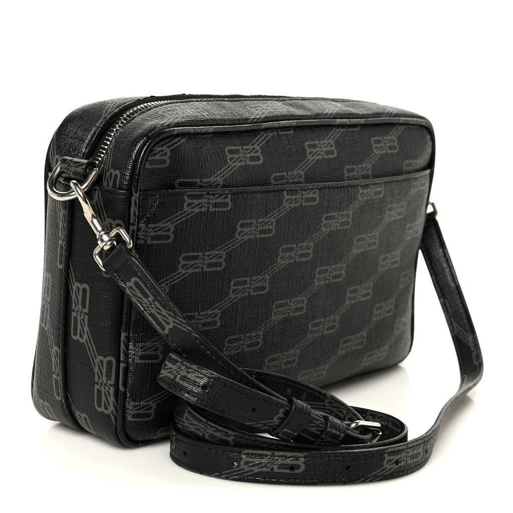 Coated Canvas BB Monogram Medium Signature Camera Bag Black Grey