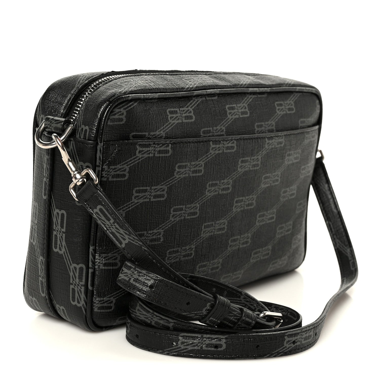 Coated Canvas BB Monogram Medium Signature Camera Bag Black Grey