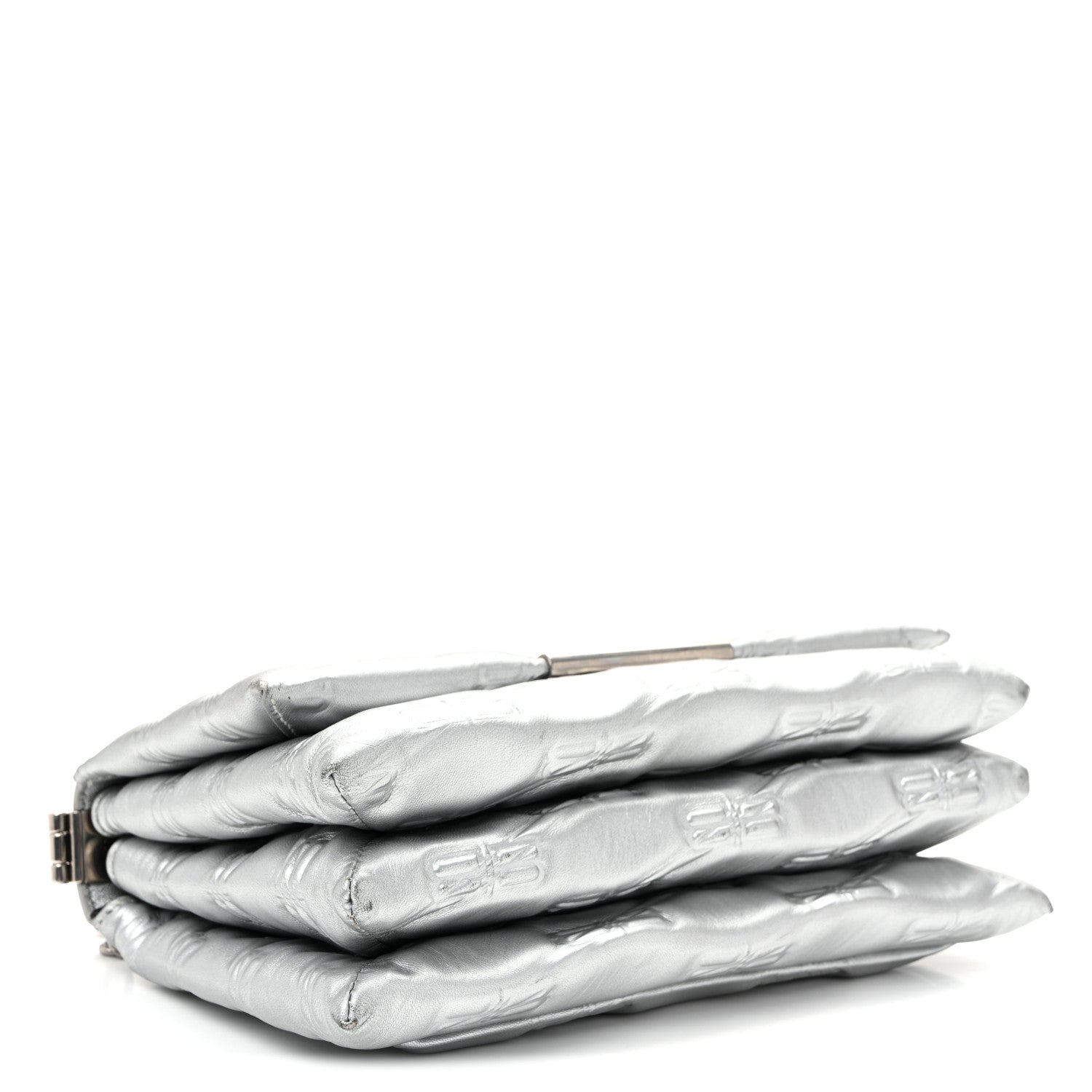 Nappa Allover License BB Monogram Embossed Medium Triplet Bag Silver