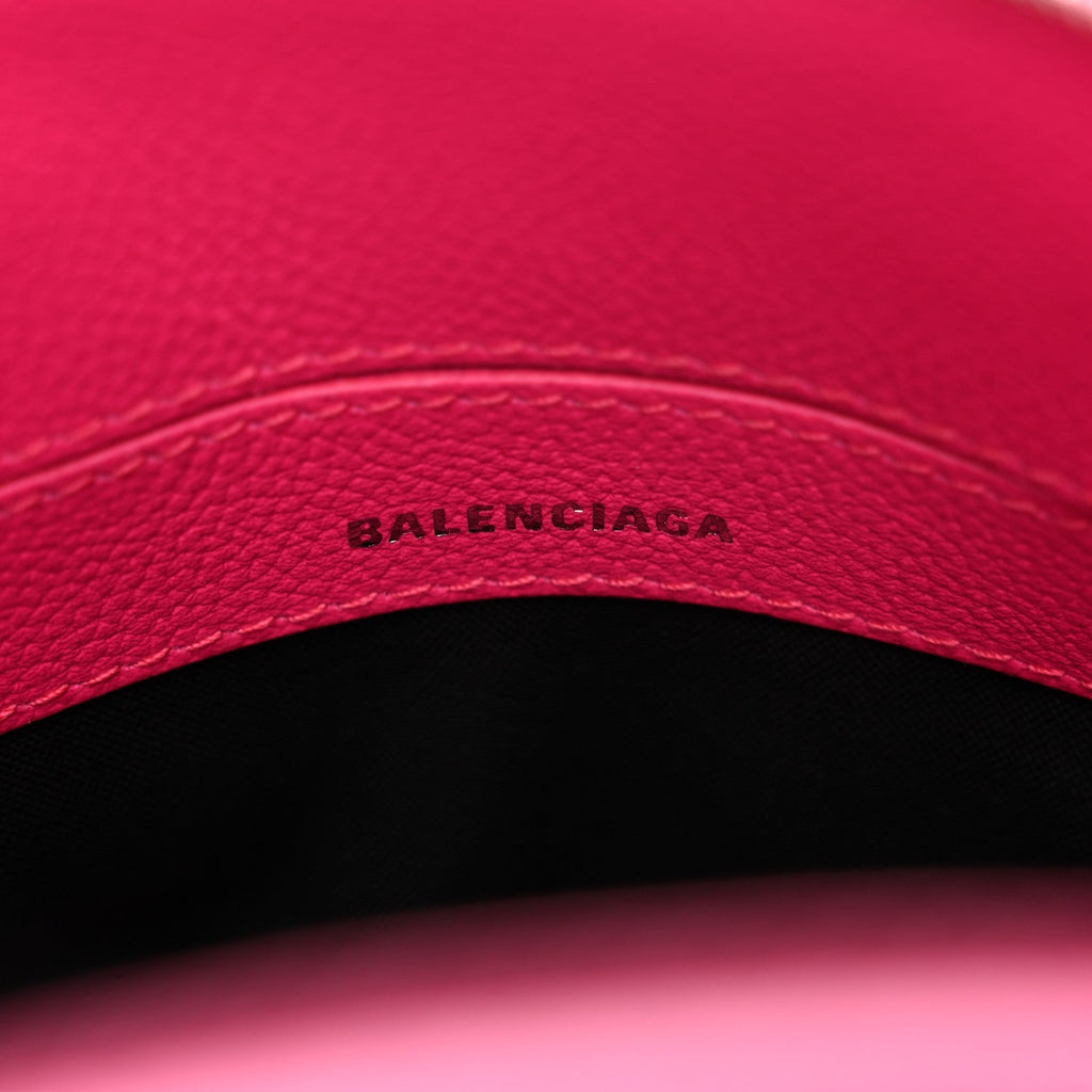 Signature Grained Calfskin Logo XXS Ville Top Handle Bag Fuchsia