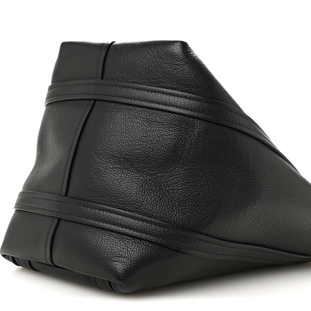 Grained Calfskin Small Everyday North South Shoulder Tote Bag Black