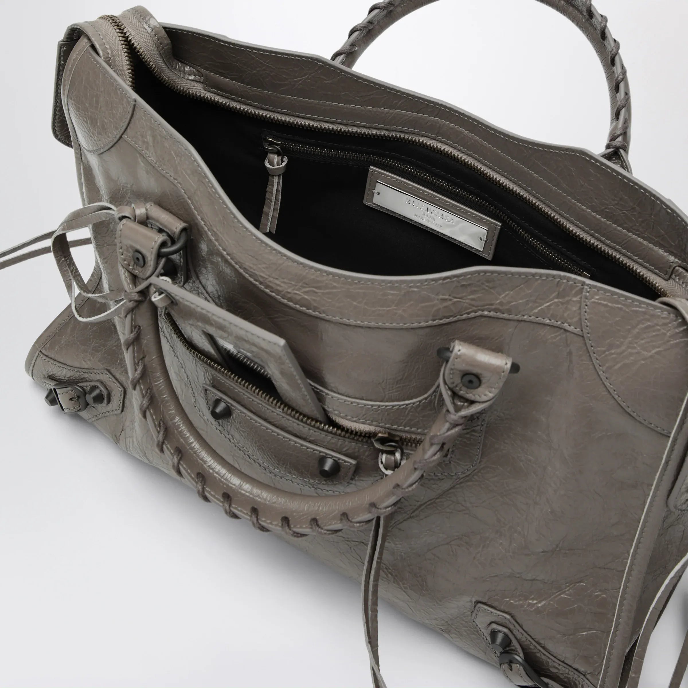 Balenciaga - Le City medium handbag in dark walnut leather