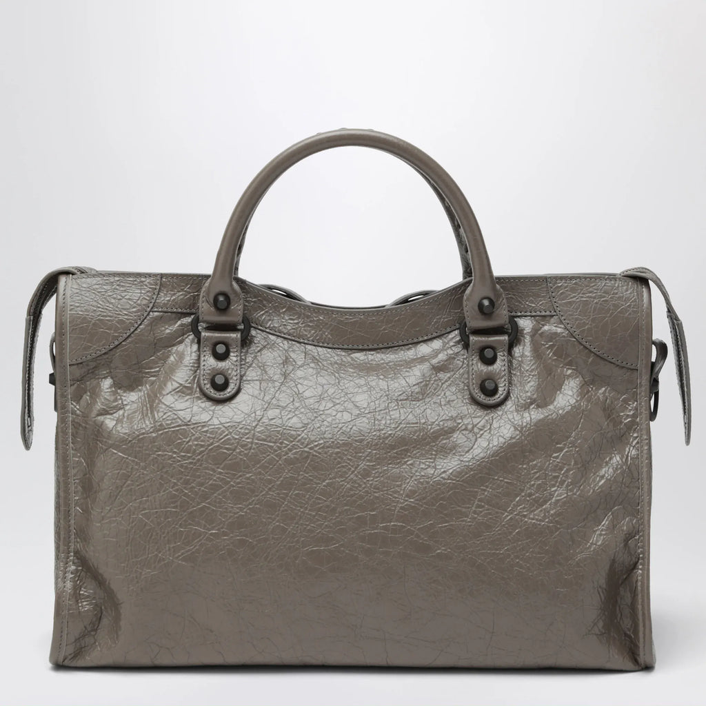 Balenciaga - Le City medium handbag in dark walnut leather