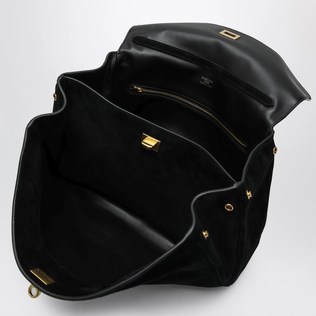 Balenciaga - Medium Rodeo bag in suede calfskin, black