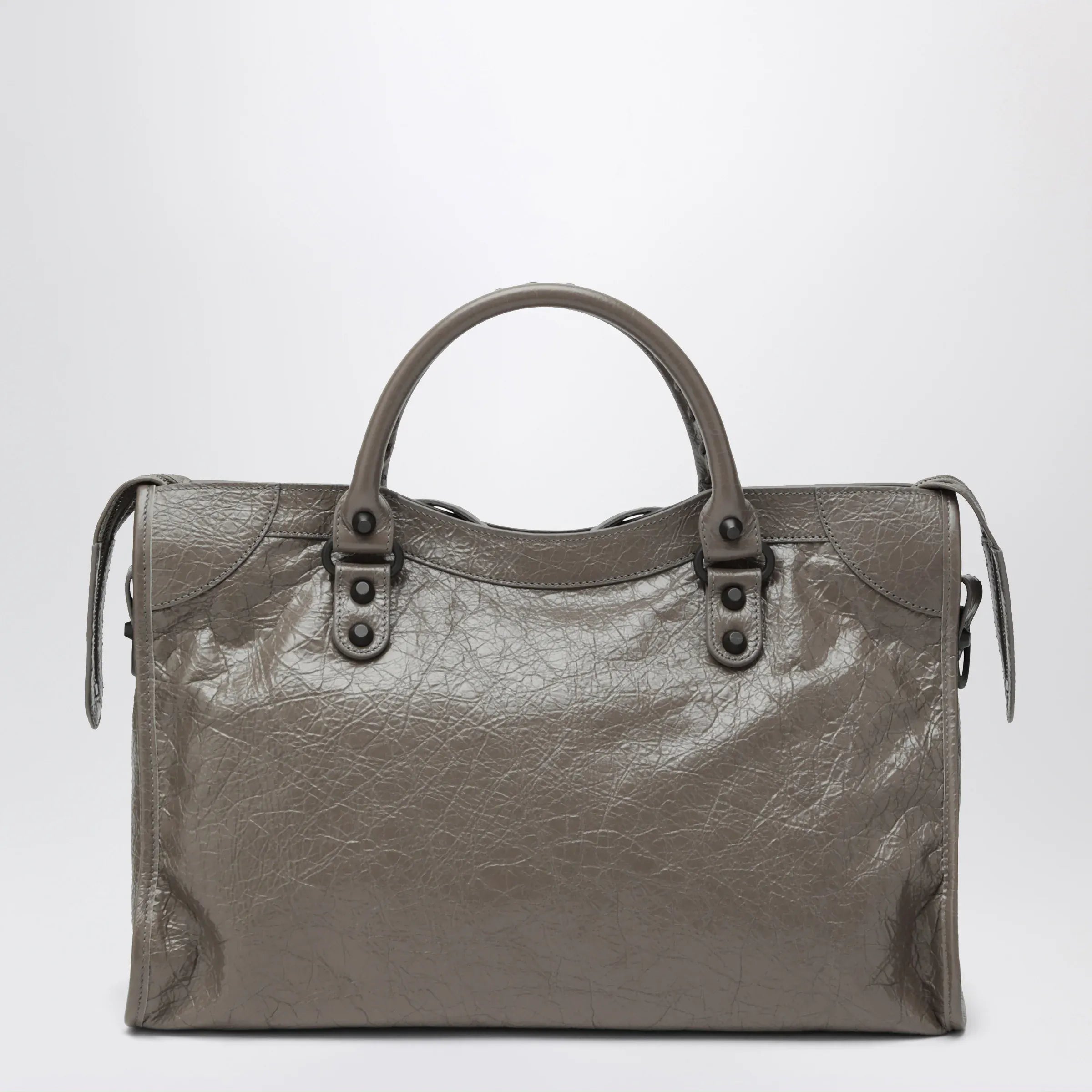 Balenciaga - Le City medium handbag in dark walnut leather