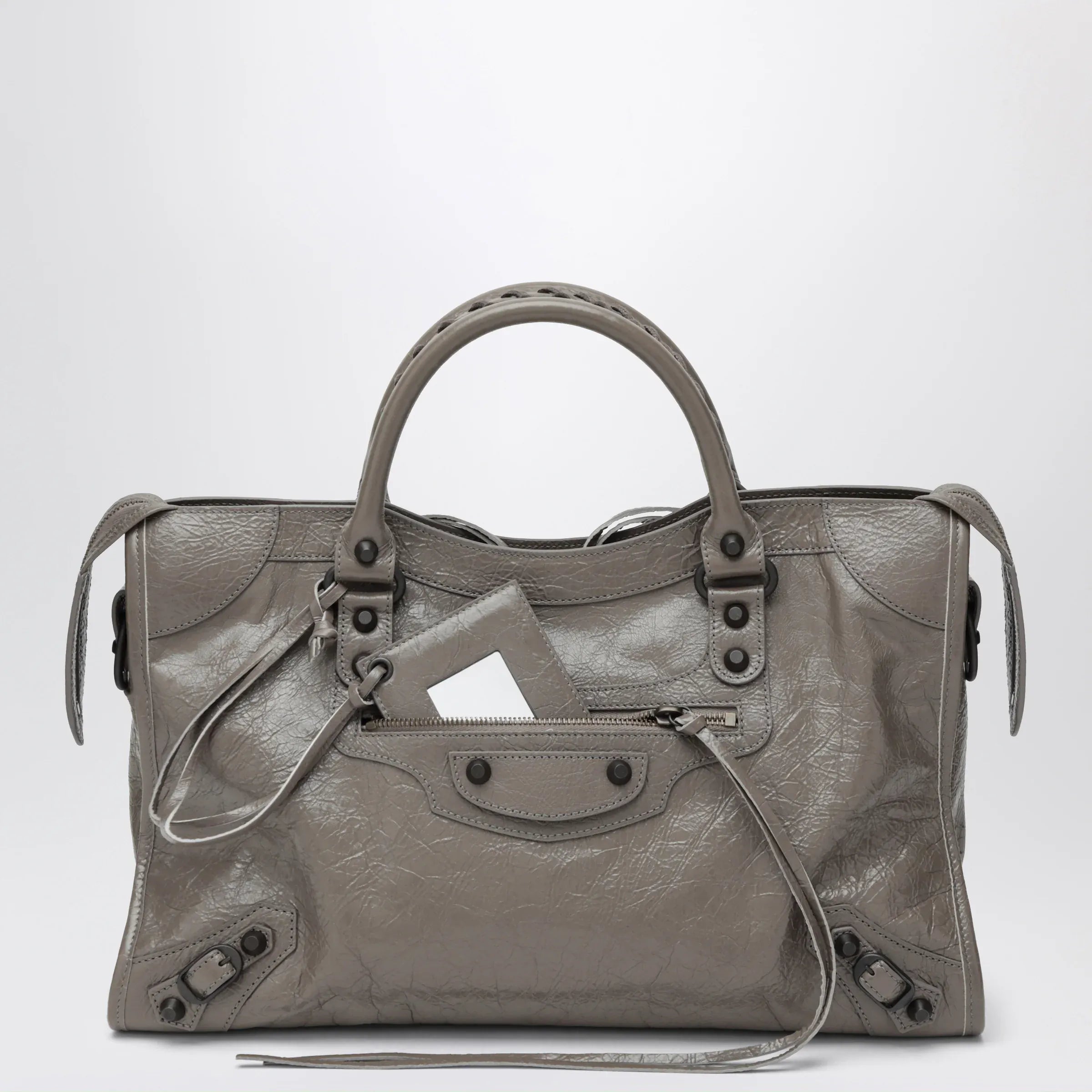 Balenciaga - Le City medium handbag in dark walnut leather