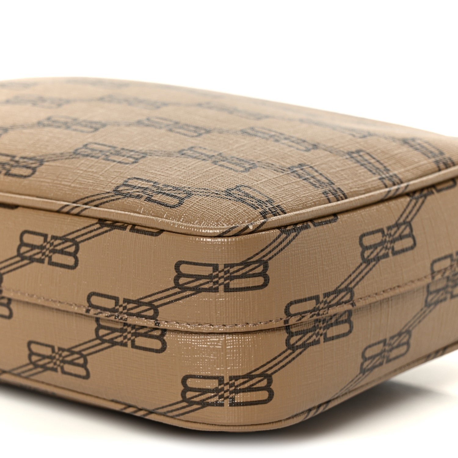 Coated Canvas BB Monogram Medium Signature Camera Bag Beige Brown