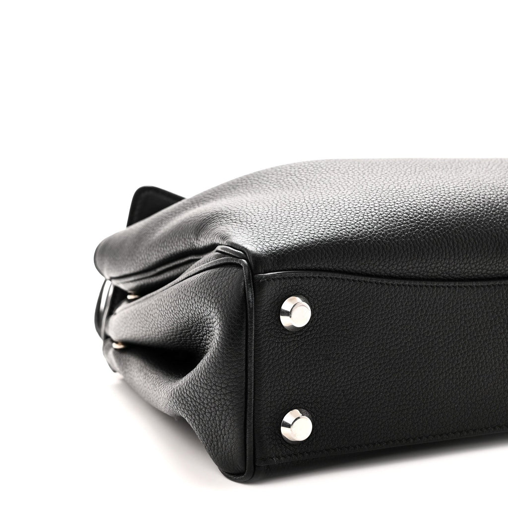 Grained Calfskin Small Rodeo Top Handle Handbag Black