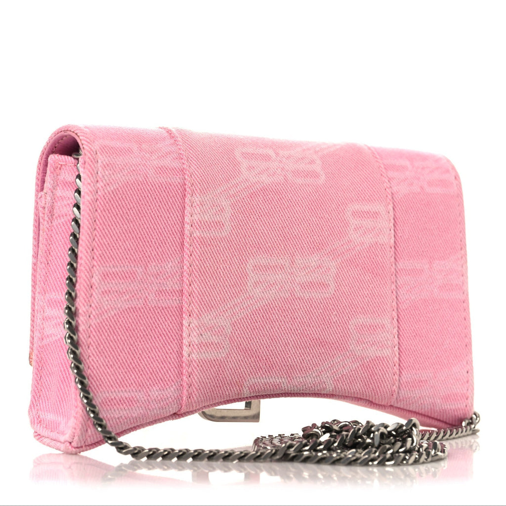 Denim XS Hourglass Wallet On Chain Pink