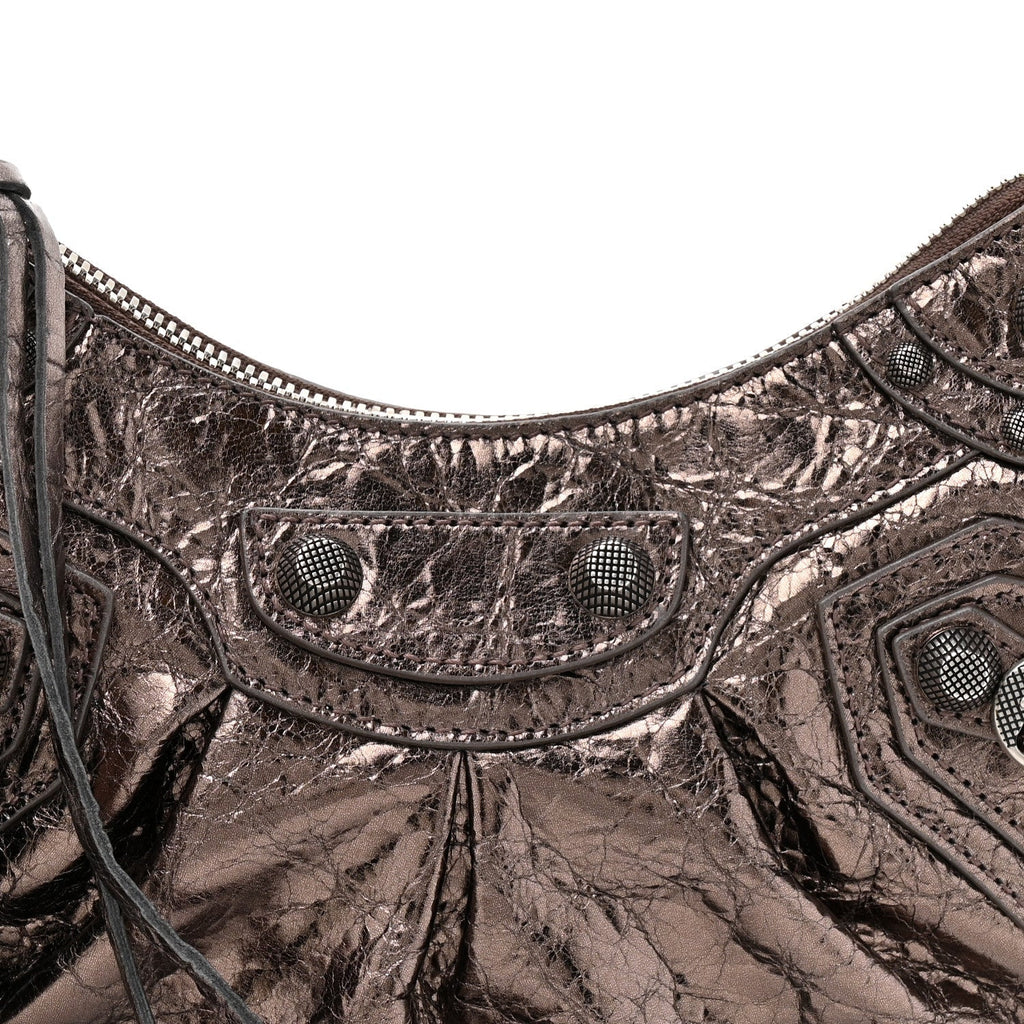 Metallic Agneau Arena Le Cagole Shoulder Bag XS Dark Bronze