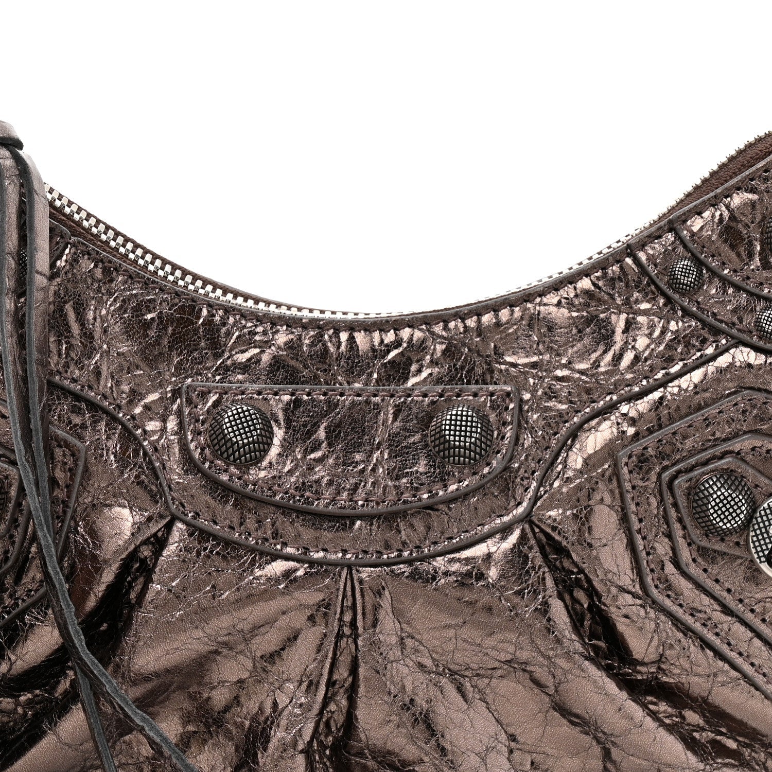 Metallic Agneau Arena Le Cagole Shoulder Bag XS Dark Bronze