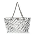 Metallic Crushed Calfskin Quilted Medium Crush Carry All Tote Bag Silver