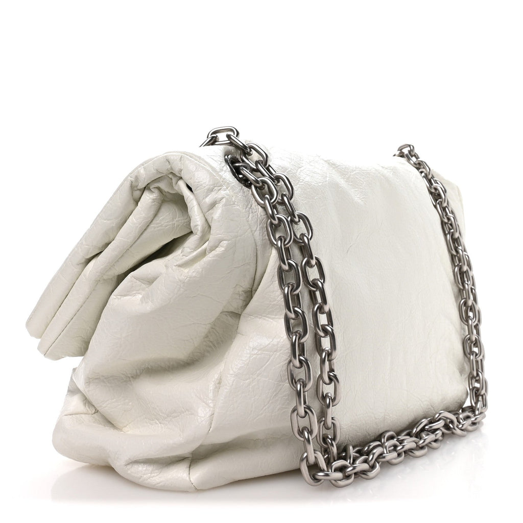 Arena Calfskin Nylon Medium Monaco Chain Shoulder Bag Optic White