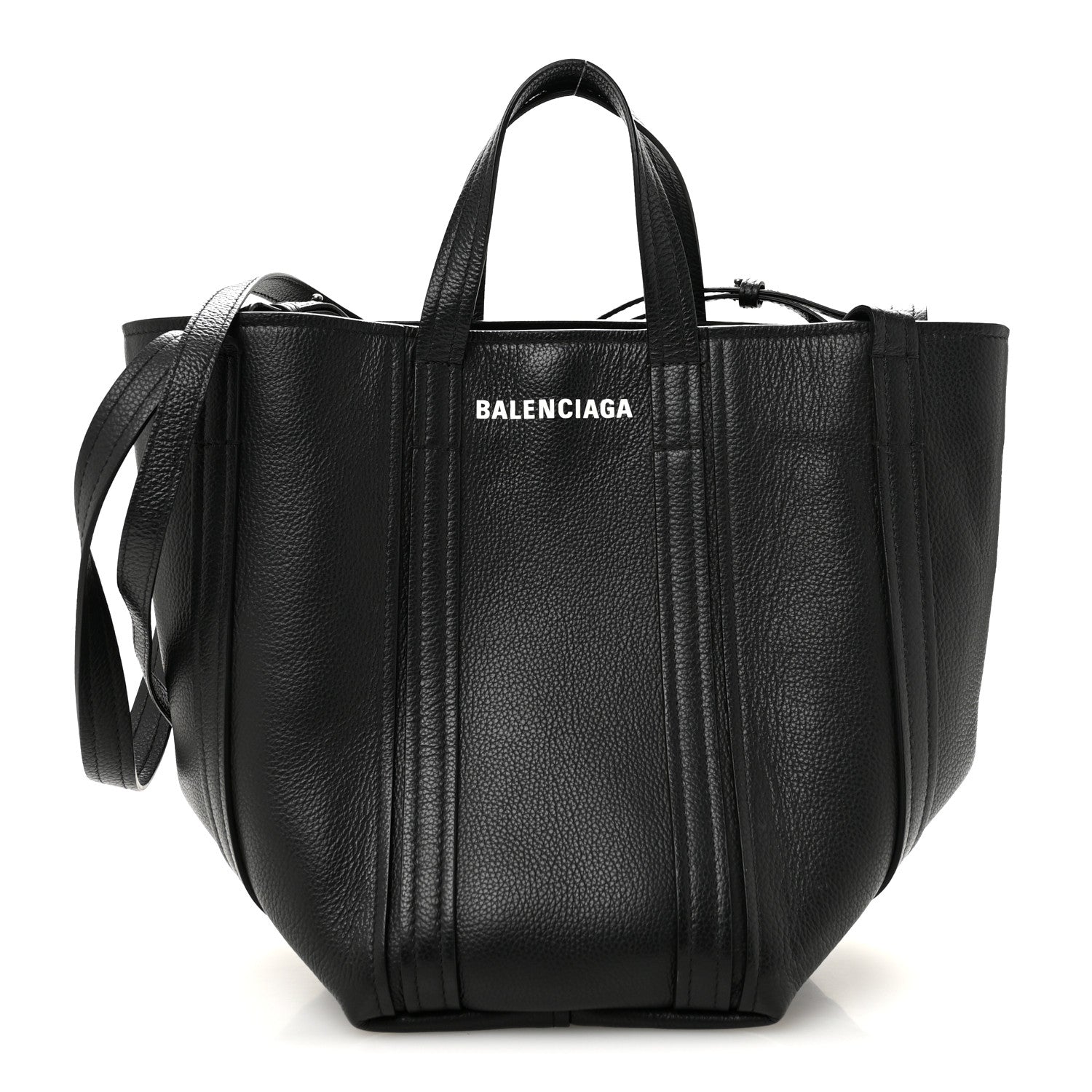 Grained Calfskin Small Everyday North South Shoulder Tote Bag Black