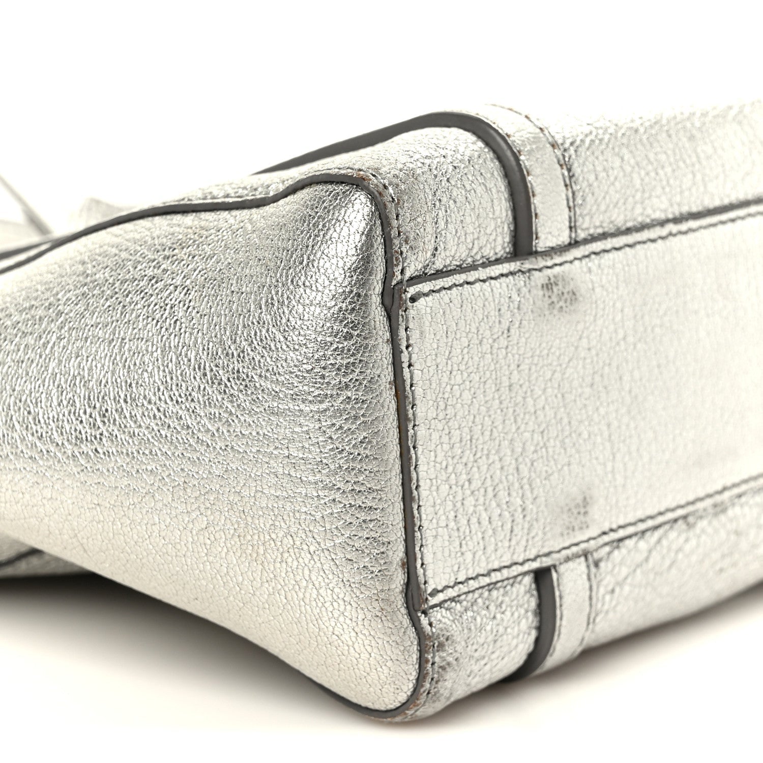 Metallic Goatskin Logo XXS Everyday Tote Argent Black