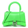 Shiny Box Calfskin Hourglass Top Handle Bag XS Fluo Green
