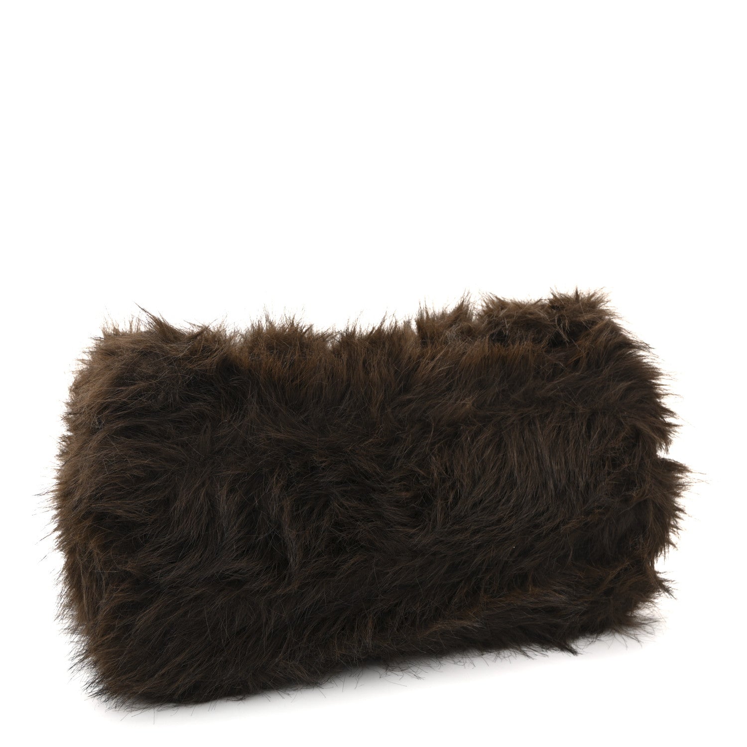 Faux Fur Medium Crush Chain Bag Brown