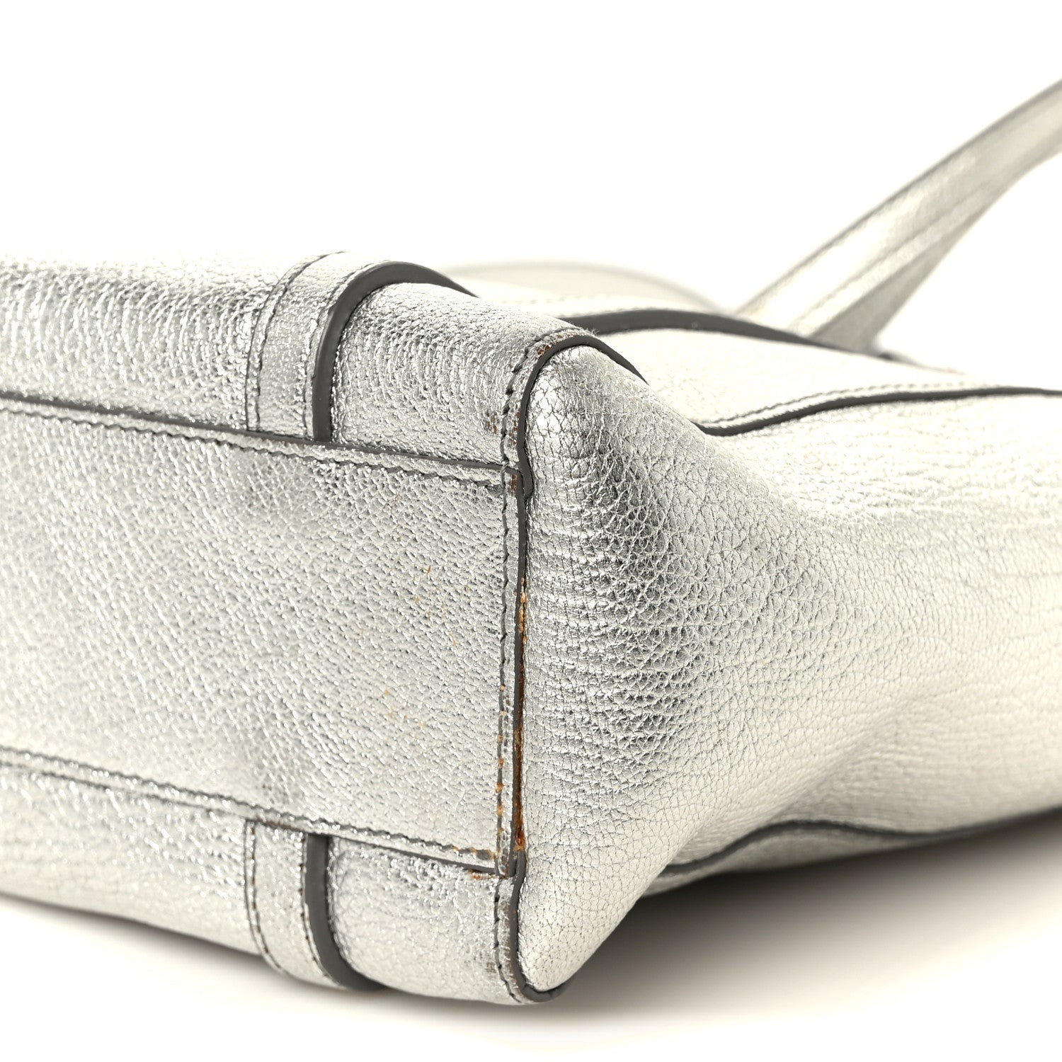 Metallic Goatskin Logo XXS Everyday Tote Argent Black