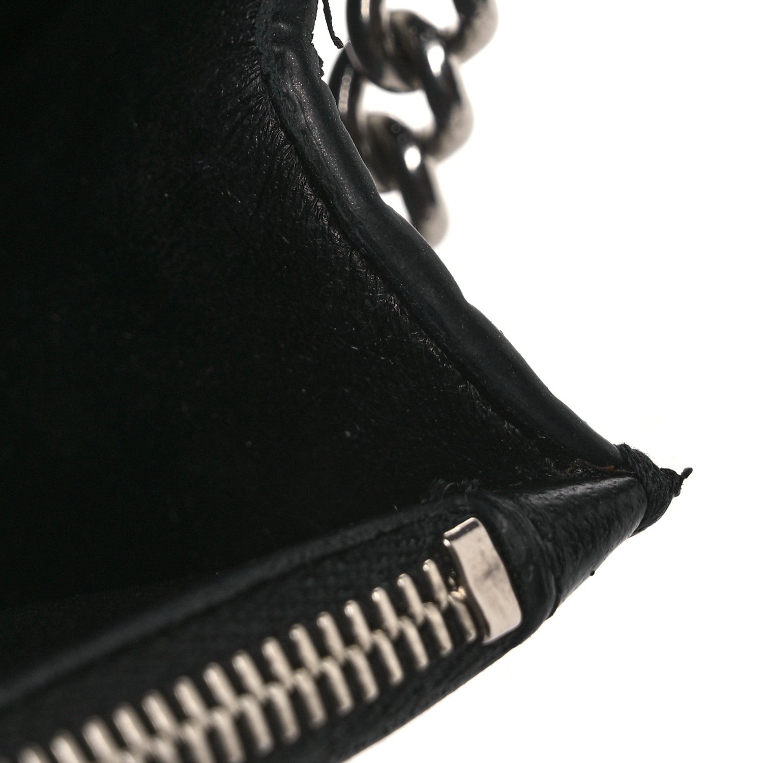 Shiny Calfskin Logo Crocodile Embossed Ville Wallet on Chain Black